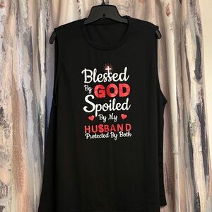Black Sleeveless Graphic Fun Shirt